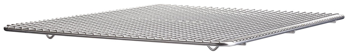 Winco PGW-1420 chrome rack showing elevated feet for cooling.