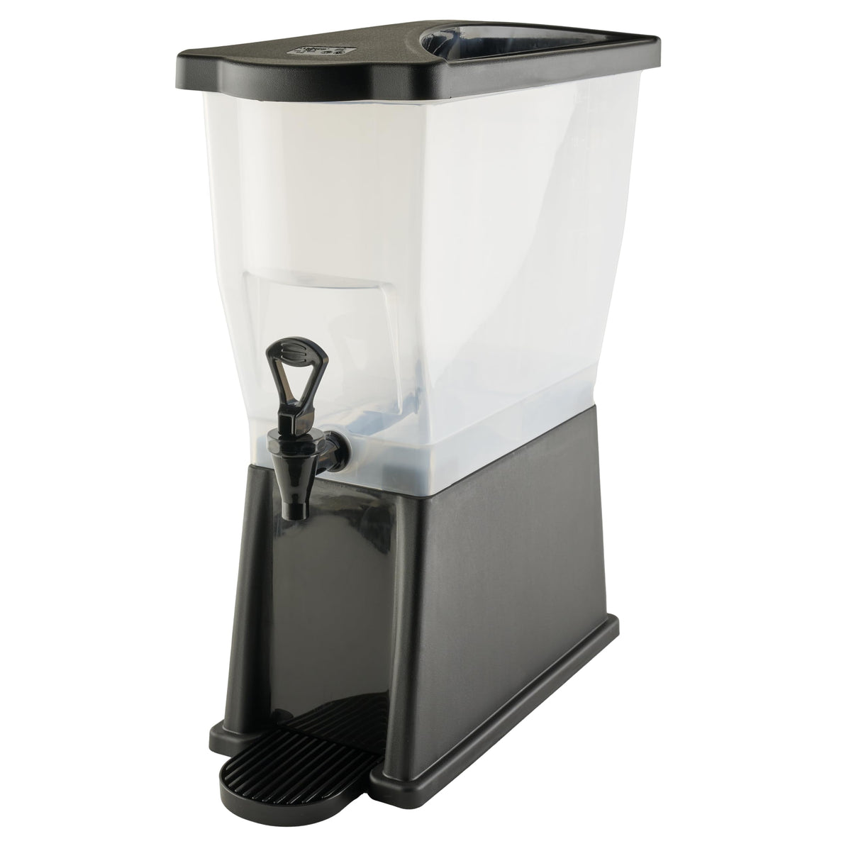 Winco slim dispenser with low-set faucet for smooth, drip-free pouring.