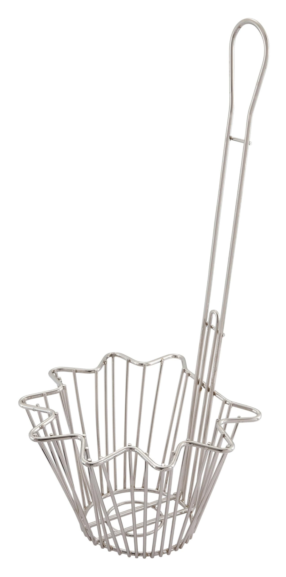 Winco TB-20 round fry basket with insulated handle for safe high-volume frying
