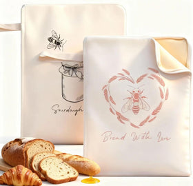 WiNDANCE Premium Beeswax Bread Bag XL open with loaf showing crust protection