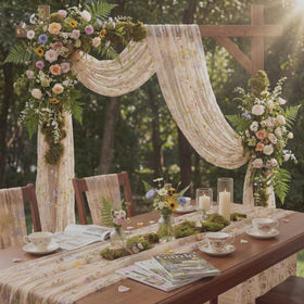 Windkream champagne runner adds romantic ambiance to parties.