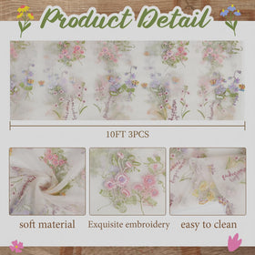 Windkream embroidered tulle with daisies and butterflies adds delicate charm to events.