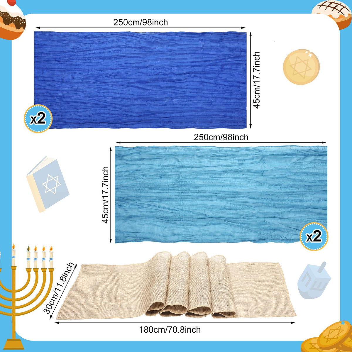 Windkream Passover table runner showing burlap texture for rustic holiday decor