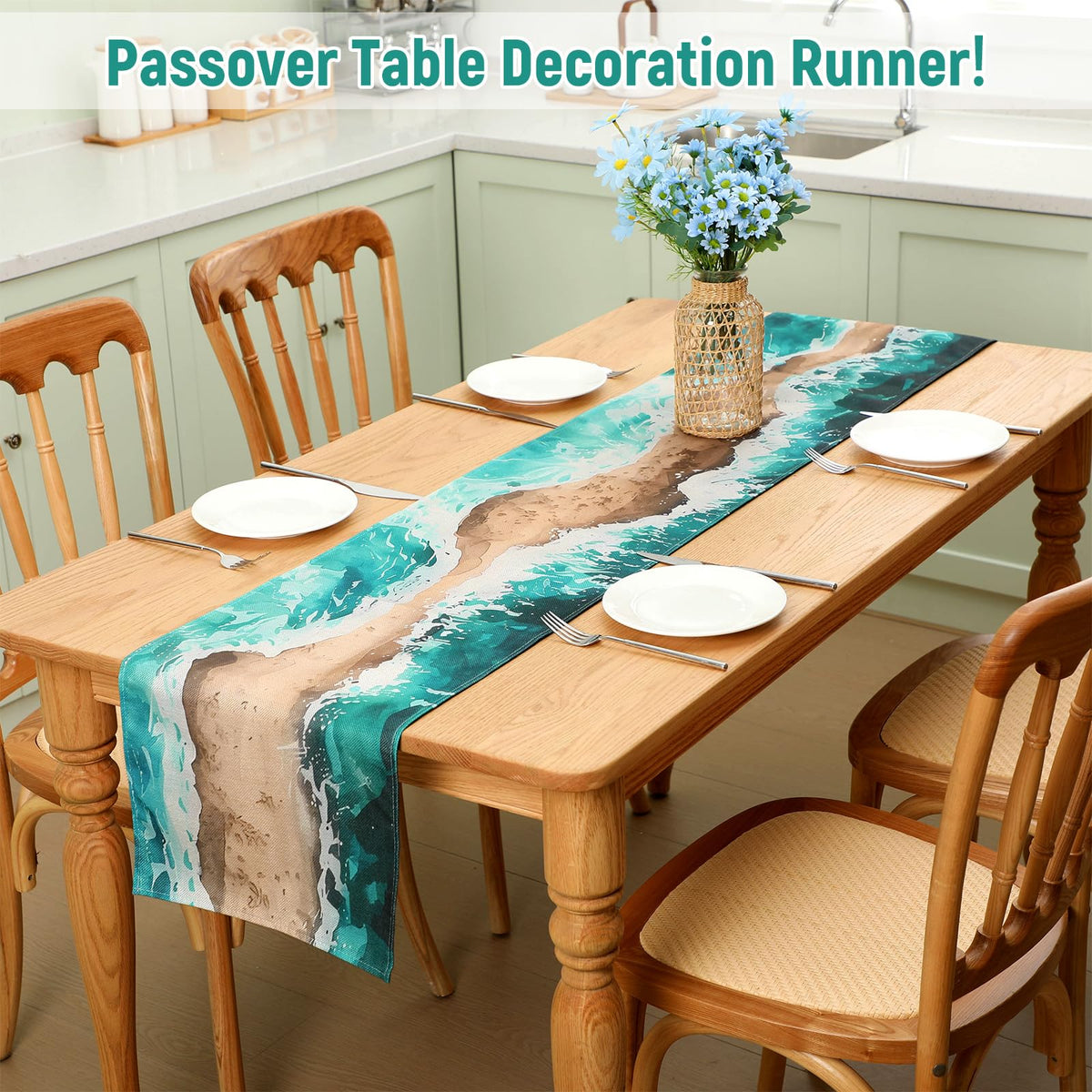 Windkream linen table runner texture adds soft sheen and durability.