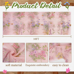 Windkream pink floral embroidery table runner with butterflies for festive weddings