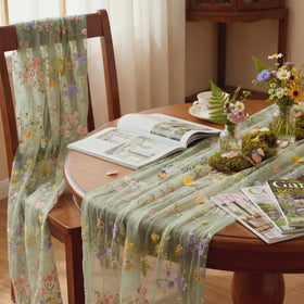 Windkream Sage Green Floral Table Runner elevates wedding or special event decor.