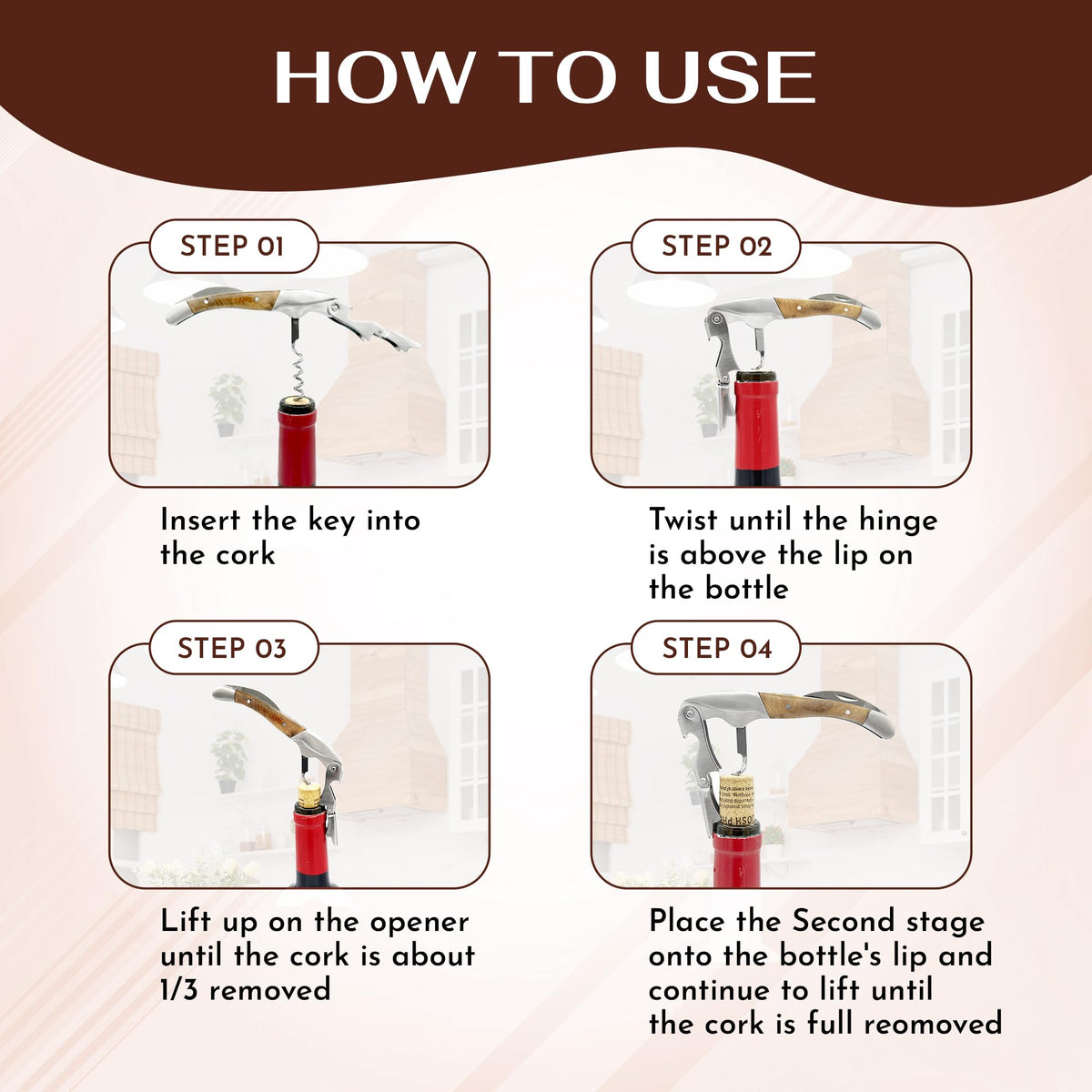 Wine Chic precision-cut worm eases cork entry in any cork.