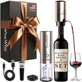 WineWhiz electric wine opener-aerator on a counter for seamless entertaining.