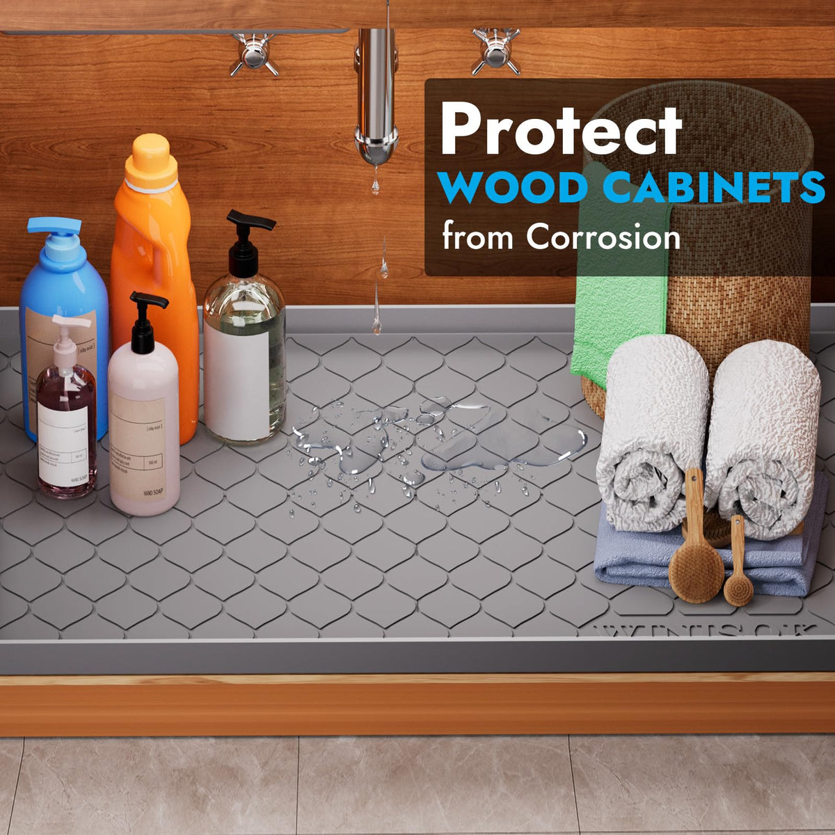 Winisok multi-purpose mat is ideal for kitchen and bathroom organization.