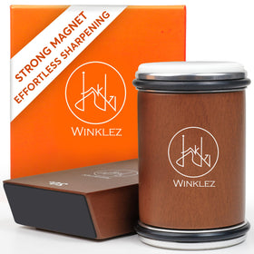 Winklez rolling sharpener with diamond disc restores sharp edges efficiently