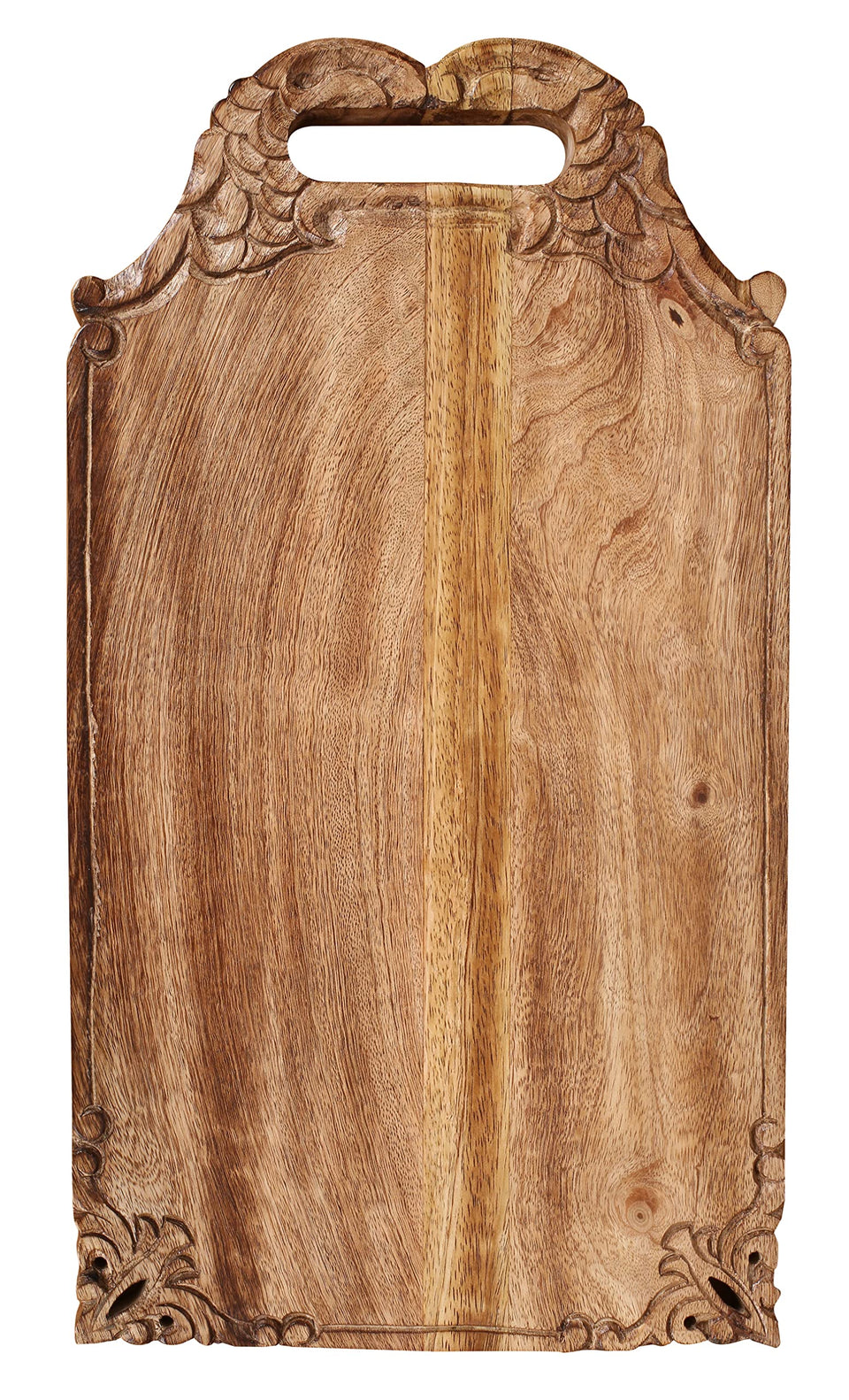 Winlay mango wood tray top view shows natural grain and handcrafted appeal.