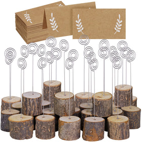 Winlyn rustic wood place card holders with swirl clip for elegant seating