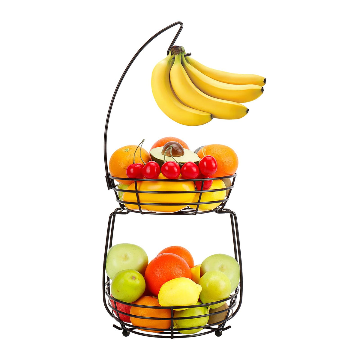 Winmien 2-Tier Fruit Bowl with stackable design for compact kitchens.