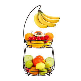 Winmien 2-Tier Fruit Bowl with stackable design for compact kitchens.
