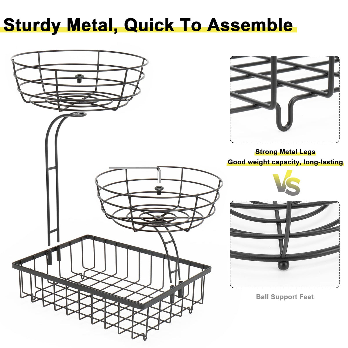 Winmien 3-tier basket on counter, tidy pantry and living spaces.