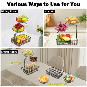 Winmien 3-tier basket full of fruits, ready-to-reach pantry display.