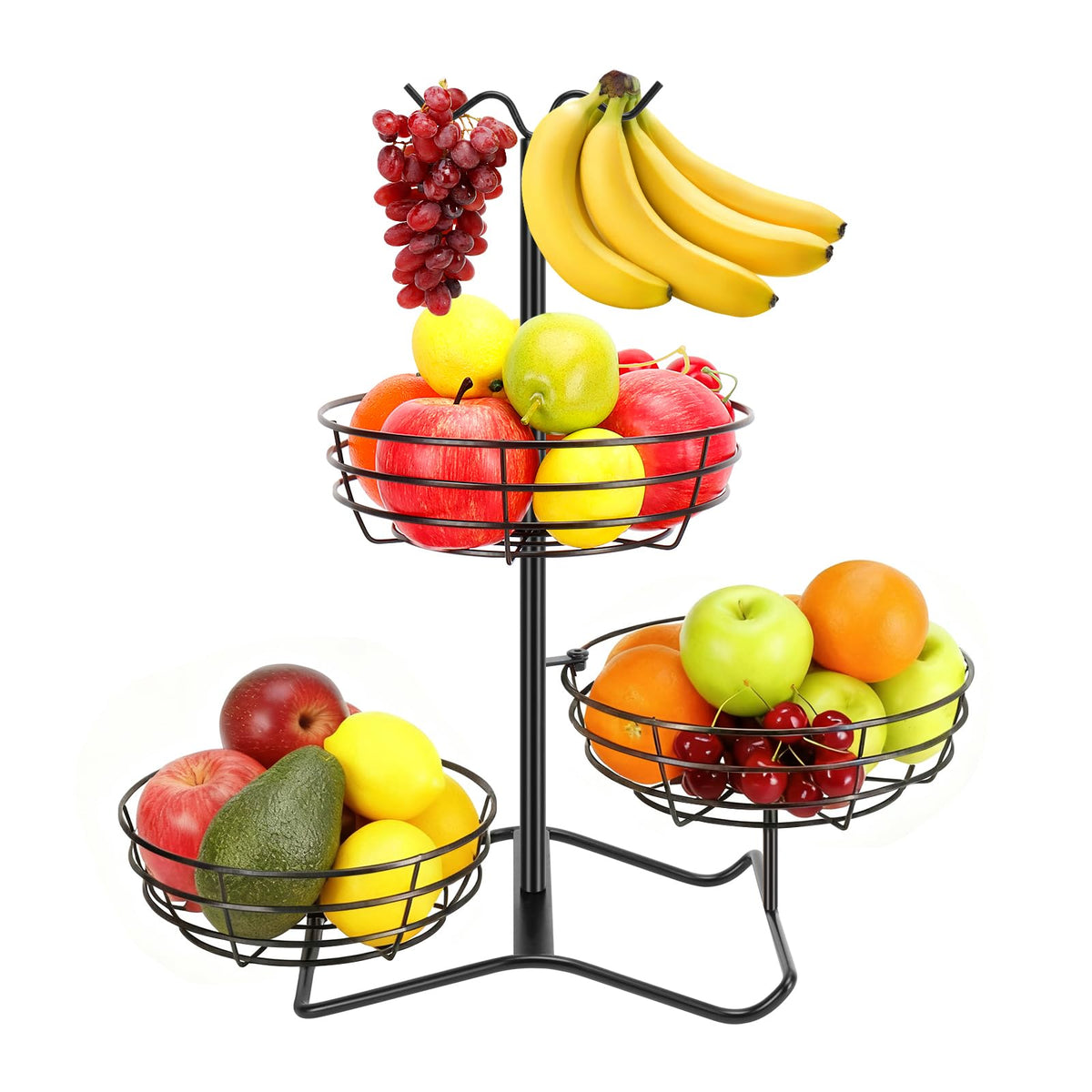 Winmien 3-tier fruit basket on counter for organized produce display.