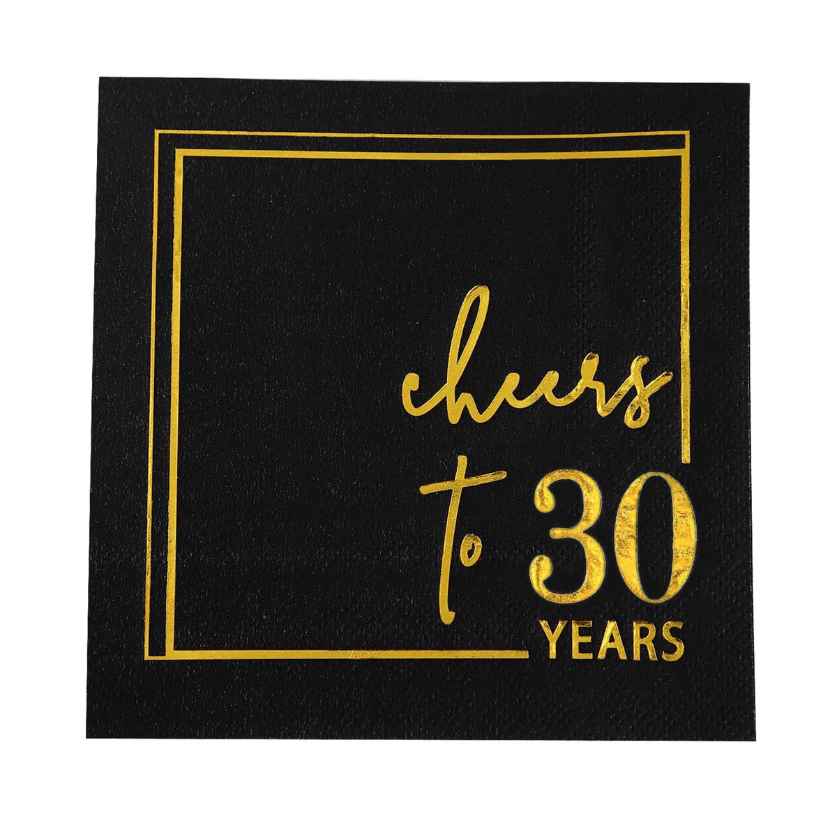 Winoo Design Cheers to Years napkins, unfolded 10x10 inches with gold accents for celebrations