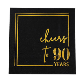 Winoo Design Cheers to Years napkins with gold foil for elegant birthday celebrations.