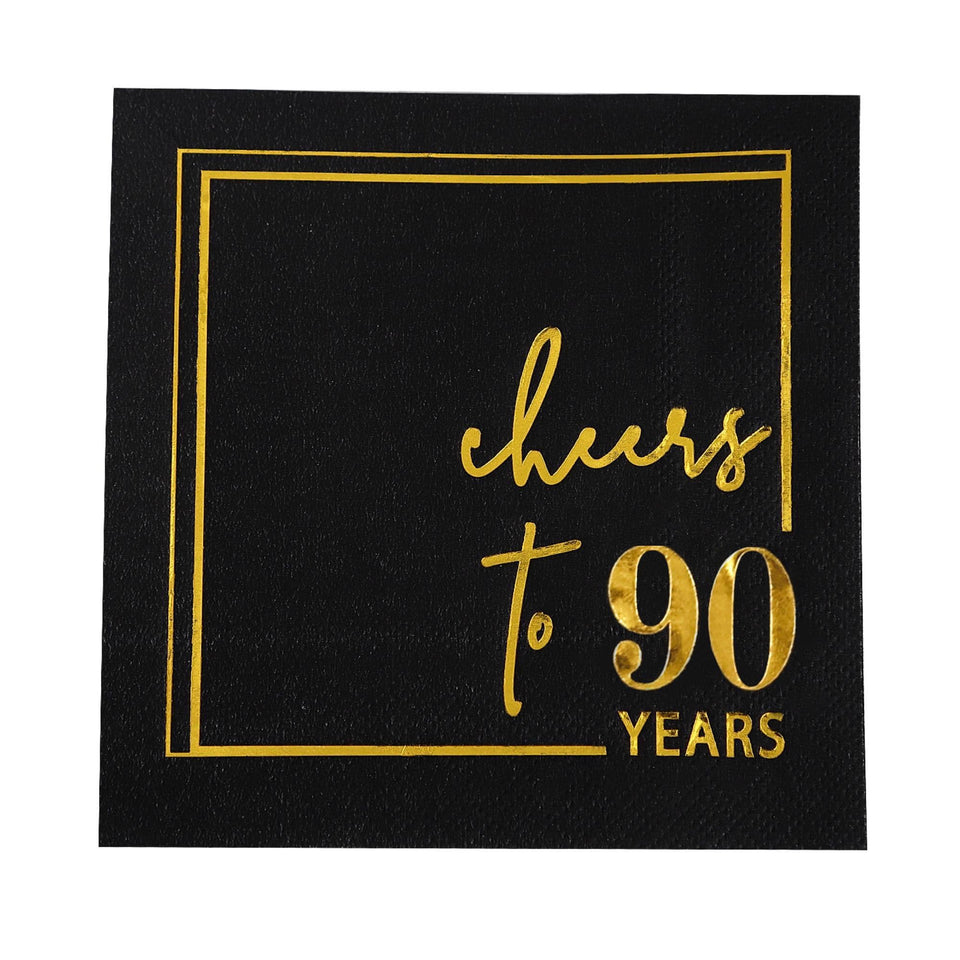 Winoo Design Cheers to Years napkins with gold foil for elegant birthday celebrations.