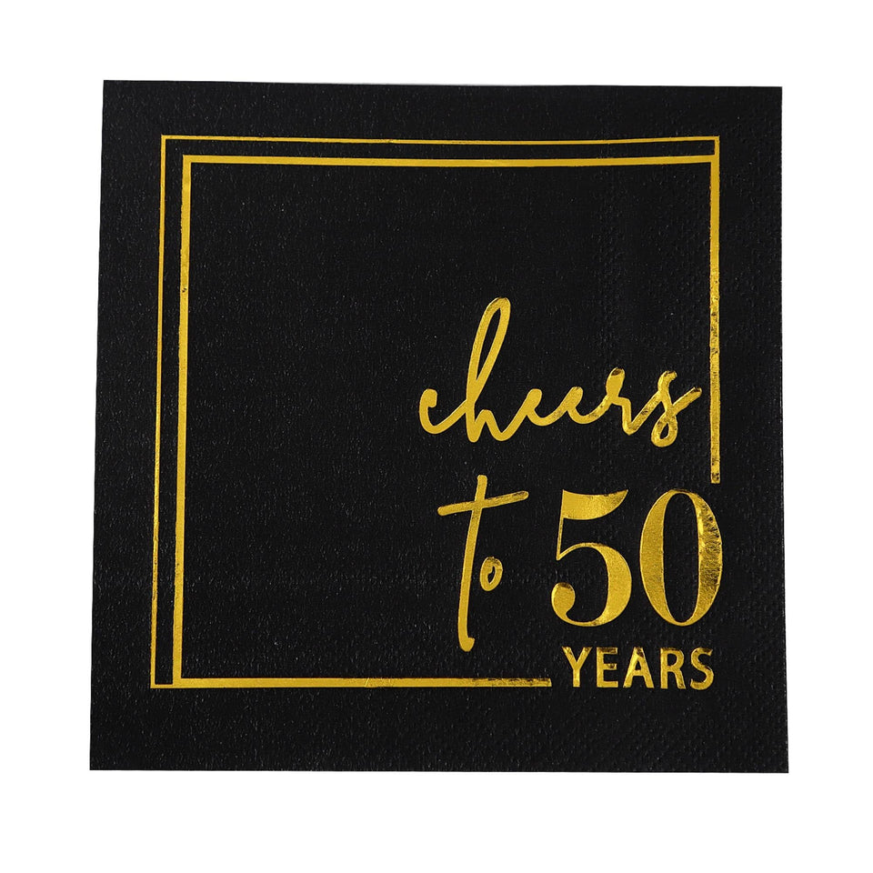 Winoo Design Cheers to Years napkins with gold foil for elegant birthday decor
