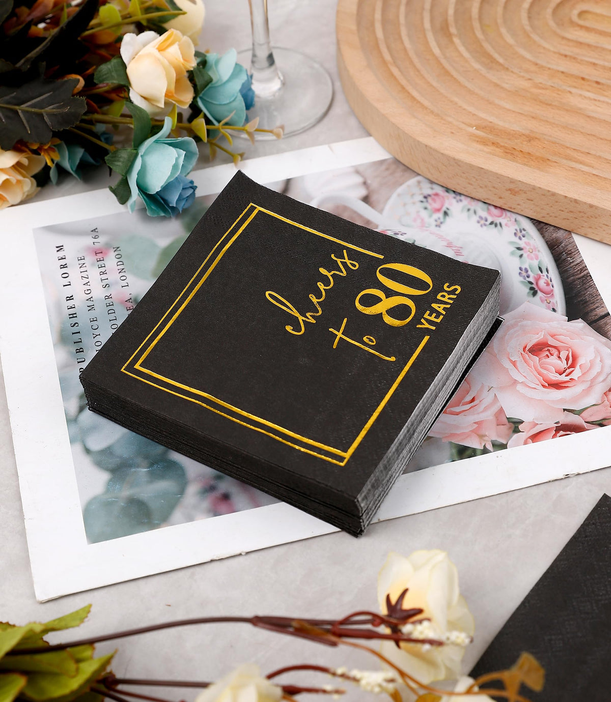 Winoo Design napkins suited for 80th birthday themes; disposable and convenient.