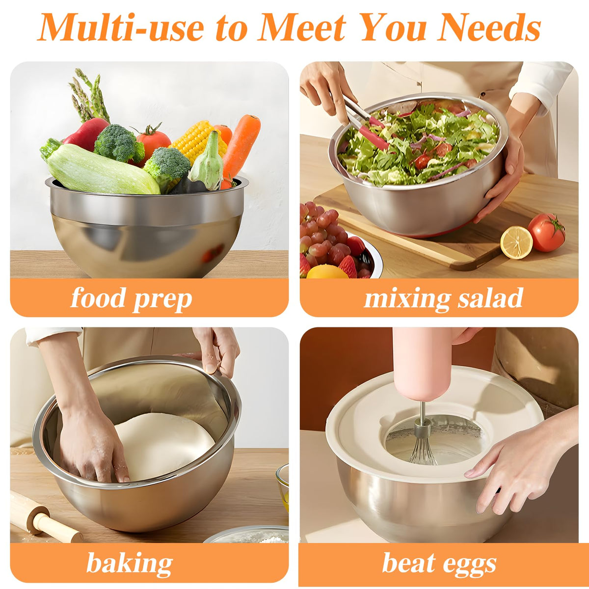 Winproper 304 stainless steel bowls stay durable and rust-resistant for daily use.