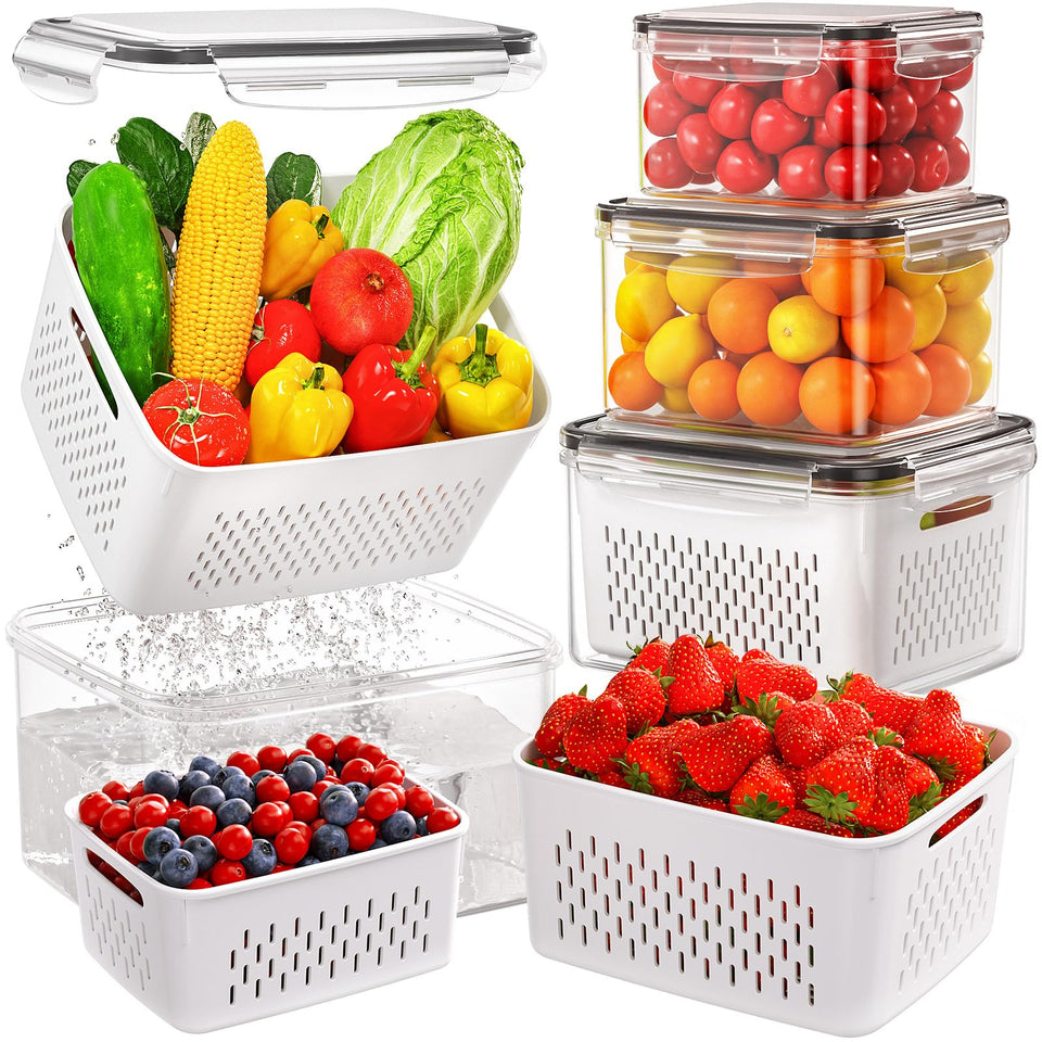 Winproper 106oz fruit container with stackable design keeps produce organized and fresh