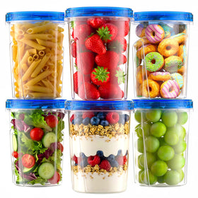 Winproper 6-pack 33 oz freezer containers with twist top lids for airtight storage.