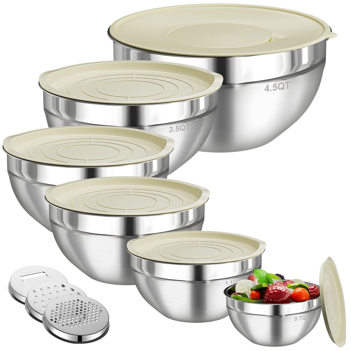 Winproper mixing bowls with lids: 6-piece set for organized meal prep and freshness.