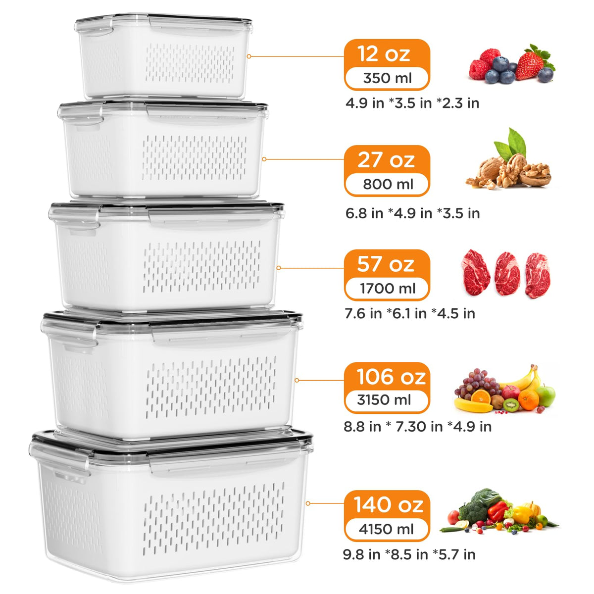 Silicone-seal locking clips on Winproper containers prevent leaks