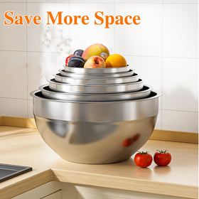 Winproper nesting bowls conserve cabinet space when storing the 6-piece set.