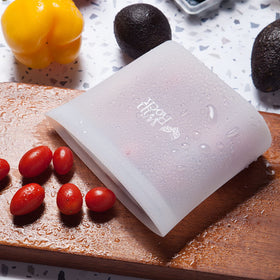 Winrock silicone bag freezer-safe for leftovers.