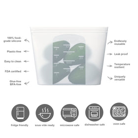 Winrock middle 32oz silicone bag with zip-seal keeps soups fresh.