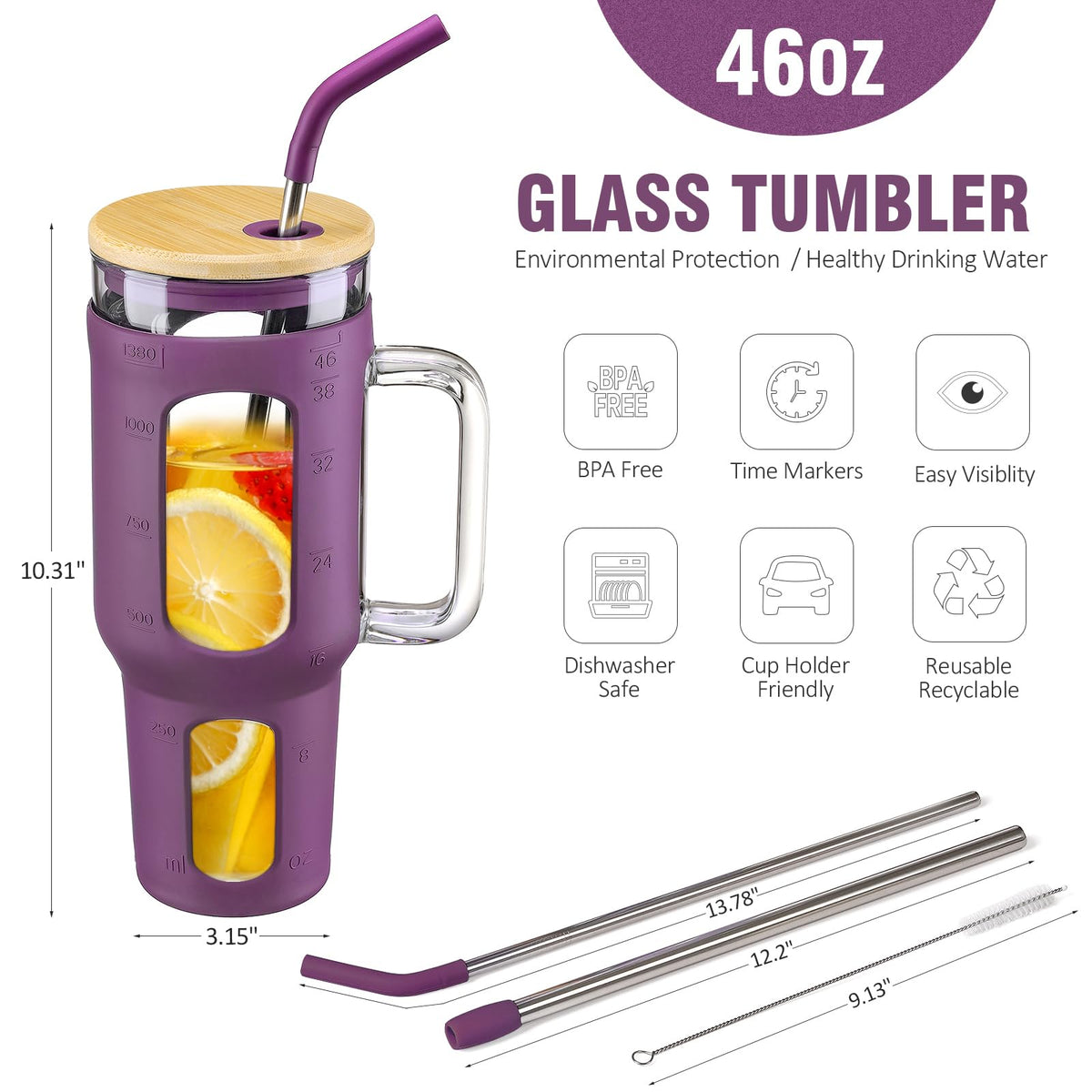 WINSA 46 oz capacity marker helps track daily water intake