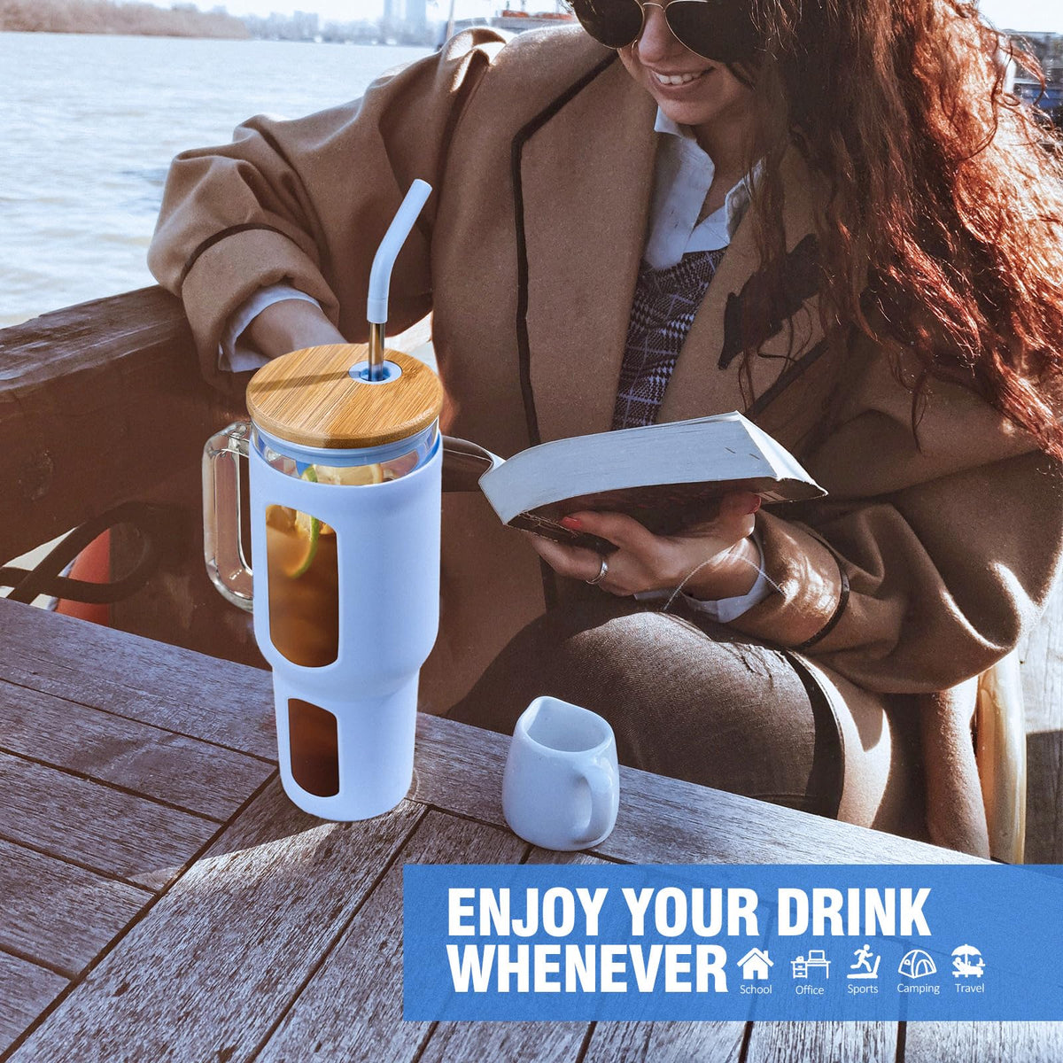 WINSA 46oz capacity marker helps track daily hydration