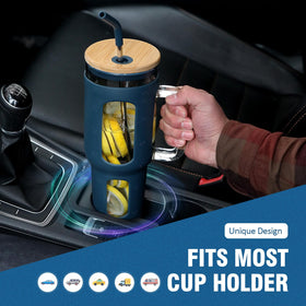 DISHWASHER-SAFE WINSA glass tumbler with silicone sleeve for easy cleaning