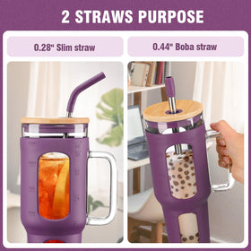 WINSA ergonomic handle glass bottle for hot or cold beverages