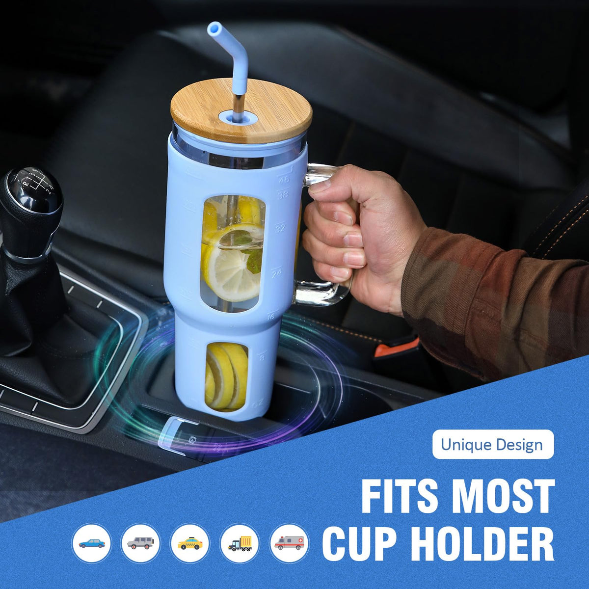 WINSA ergonomic handle makes sipping comfortable hot or cold
