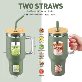 Two straws included for bubble tea, smoothies, and more.