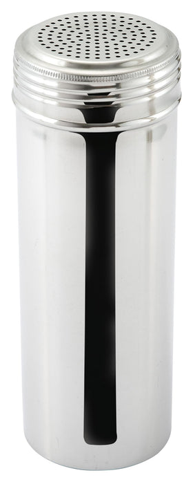 Winware 22-ounce stainless steel dredge ready for precise seasoning at the counter.