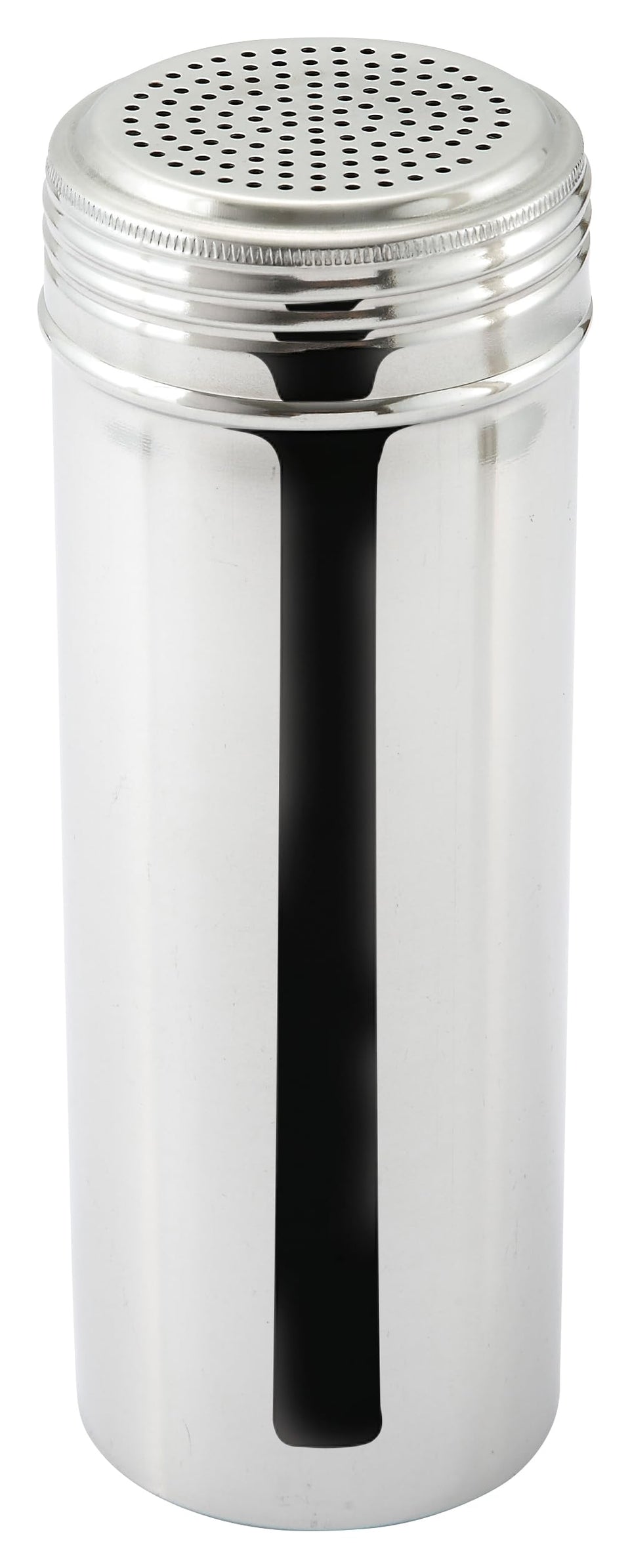 Winware 22-ounce stainless steel dredge ready for precise seasoning at the counter.