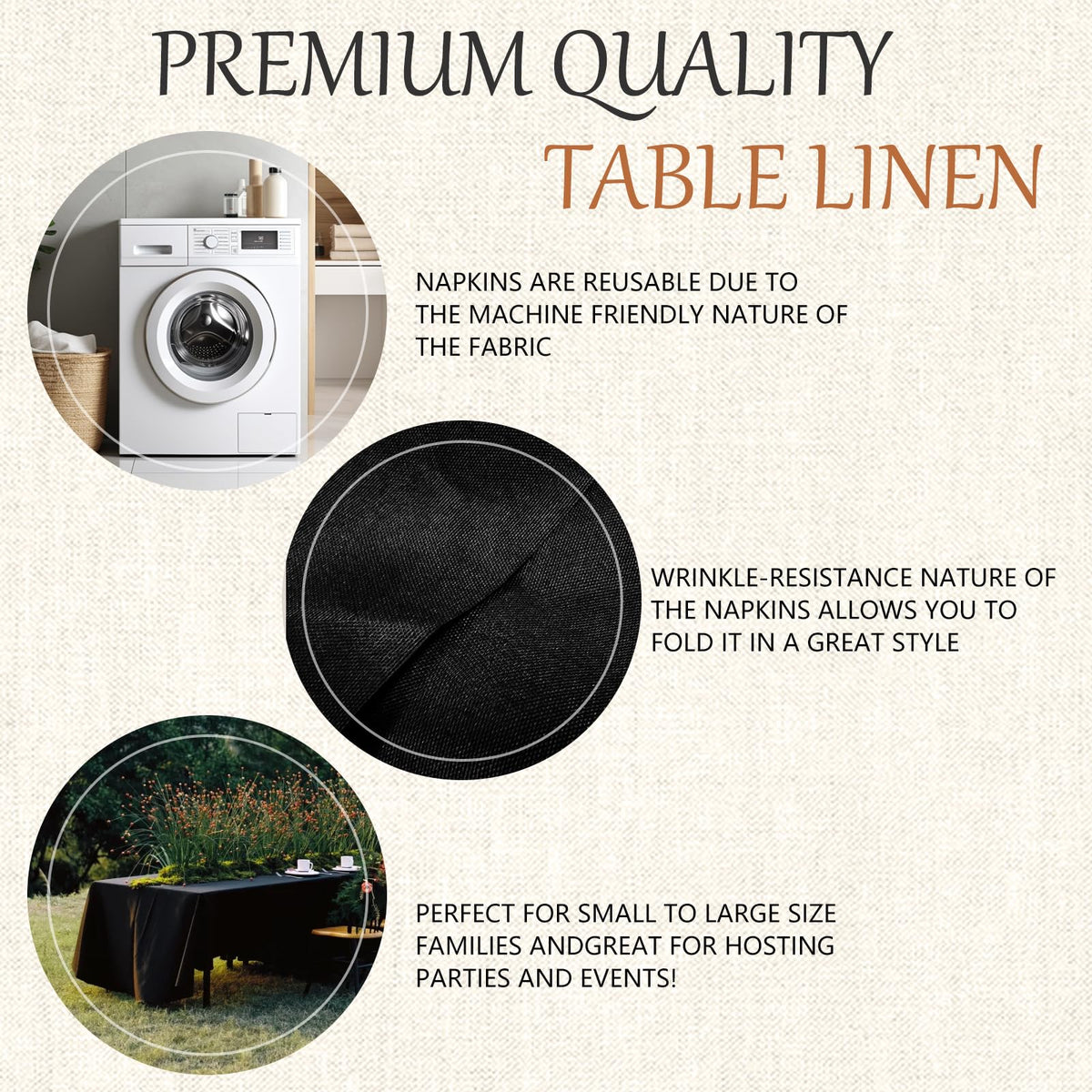 Winwingo easy-care tablecloth is dryable and practical for busy hosts