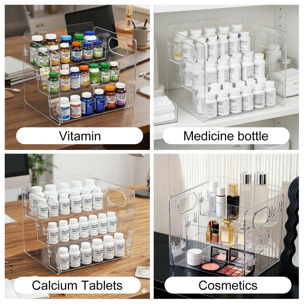 Wiojtry 3-Tier Organizer fits under sink for compact storage.