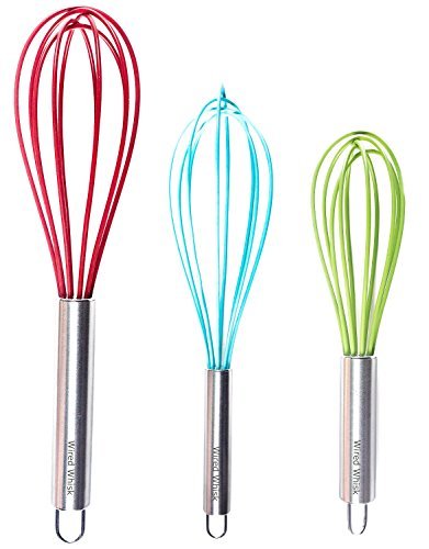 Wired Whisk silicone whisk set of 3 for non stick cooking; easy to use and clean.