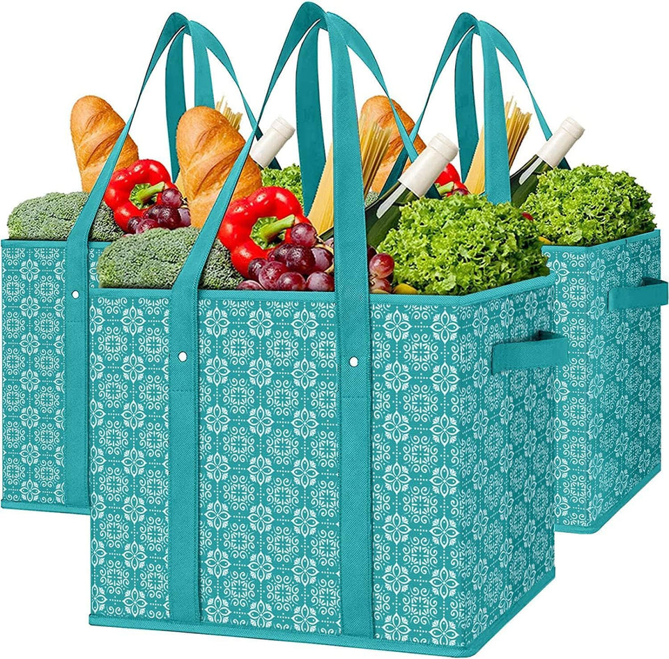 WISELIFE Reusable Bags three-pack green packshot for groceries and outings