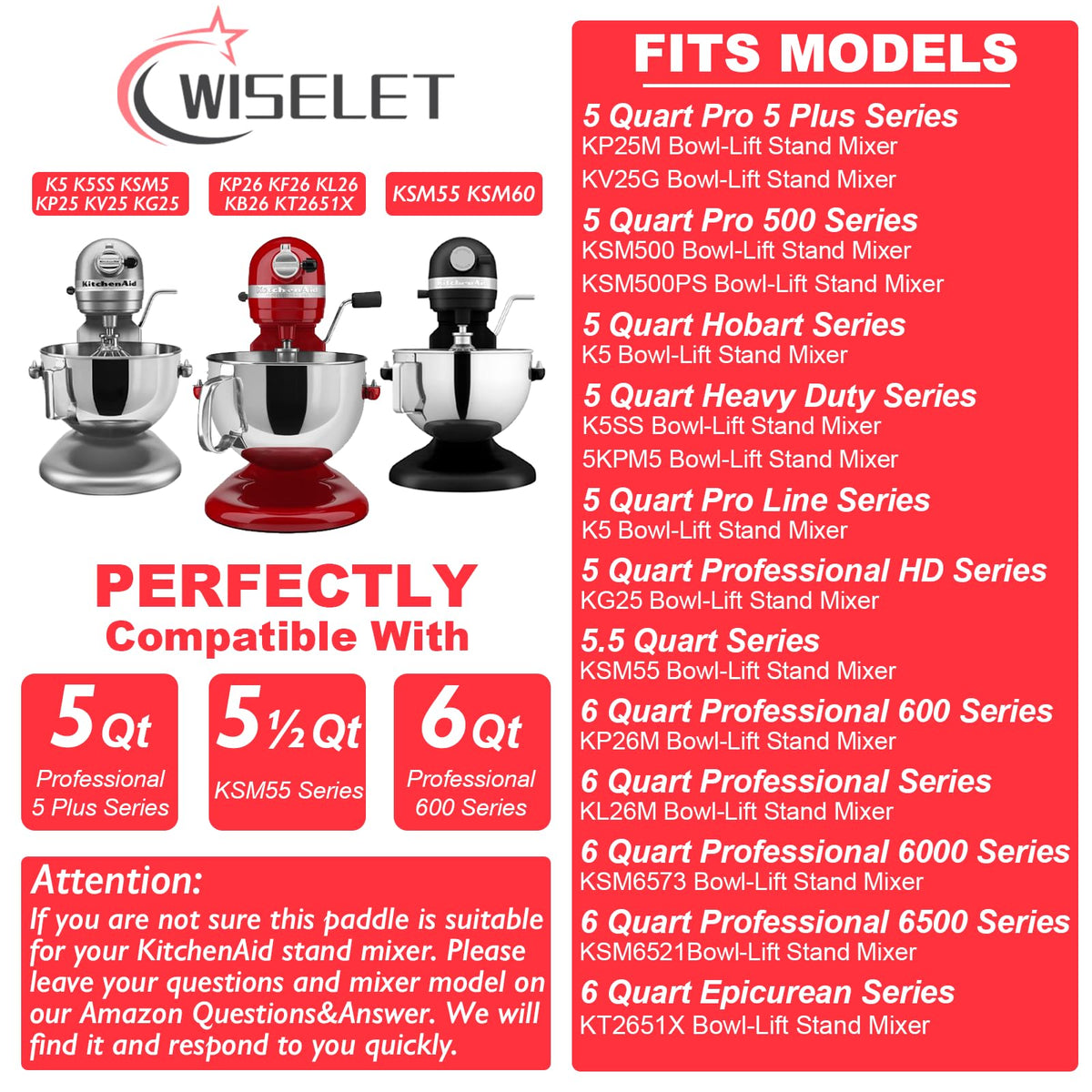 Wiselet flat beater shown in dishwasher-safe stainless steel for easy cleanup