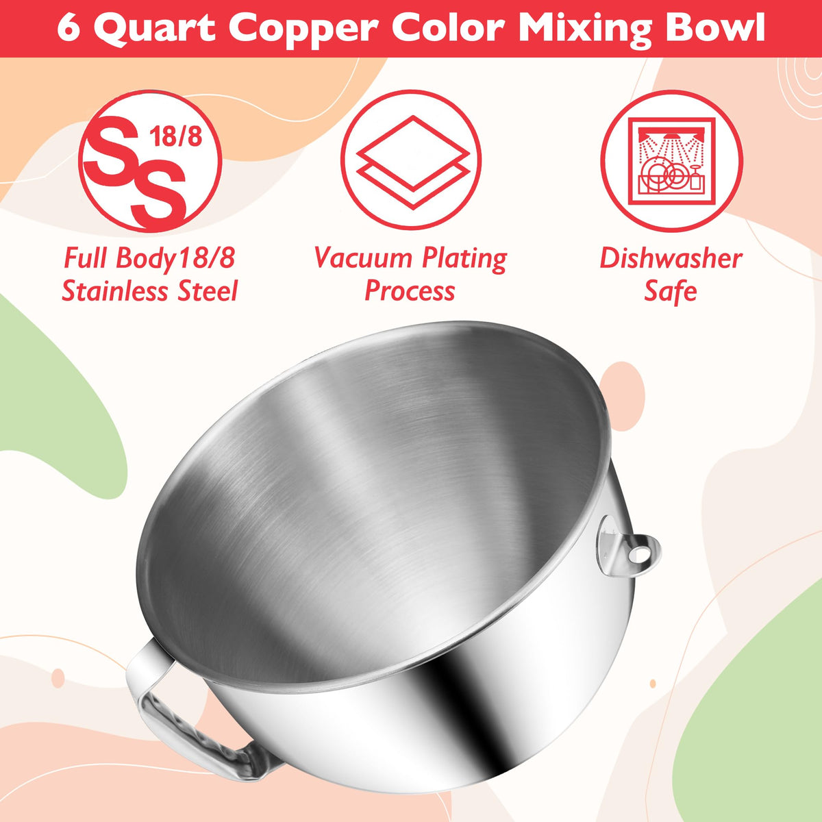 Wiselet ergonomic-handle mixing bowl provides comfortable grip during long mixing sessions.