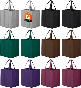 WISELIFE 12-pack foldable reusable bags for eco-friendly grocery trips