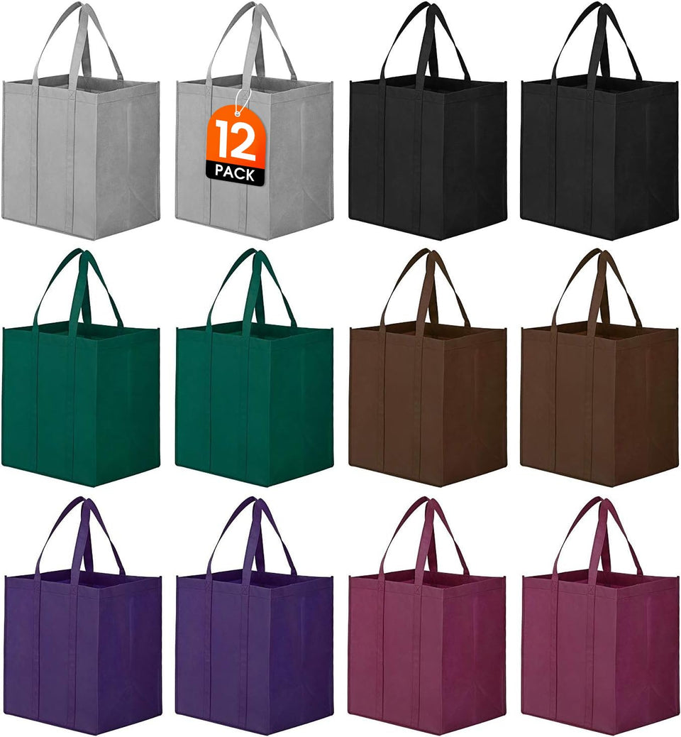 WISELIFE 12-pack foldable reusable bags for eco-friendly grocery trips